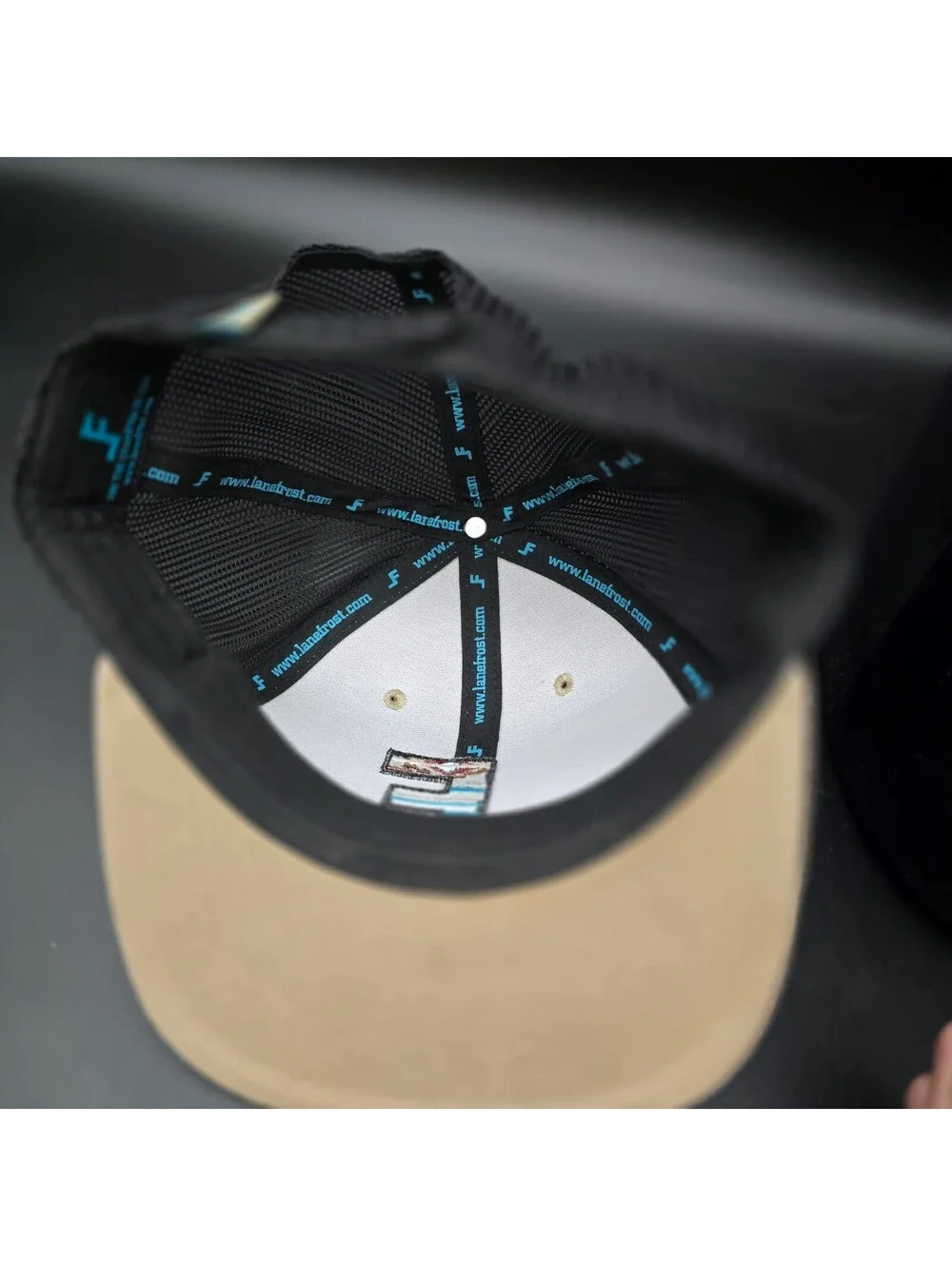 Lane Frost Brand Round-Up Trucker Hat Cap Khaki Black Aztec LF Logo Snapback